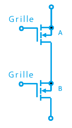 Schéma électronique de deux transistors en série